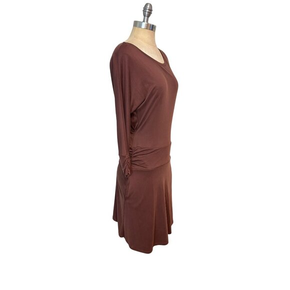 Prana Simone Plum Low-Cut Back Jersey-Knit A-Line Dress Small NWT - Picture 2 of 5
